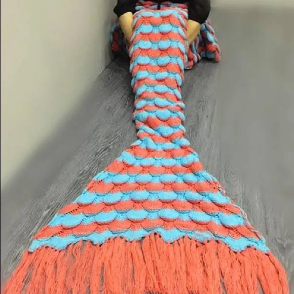 🎁New Mermaid Tail Blanket Crochet Mermaid Blanket for Adult - Picture 2 of 2